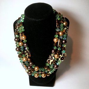 3-Strand Chunky Choker Necklace w/6" Extender